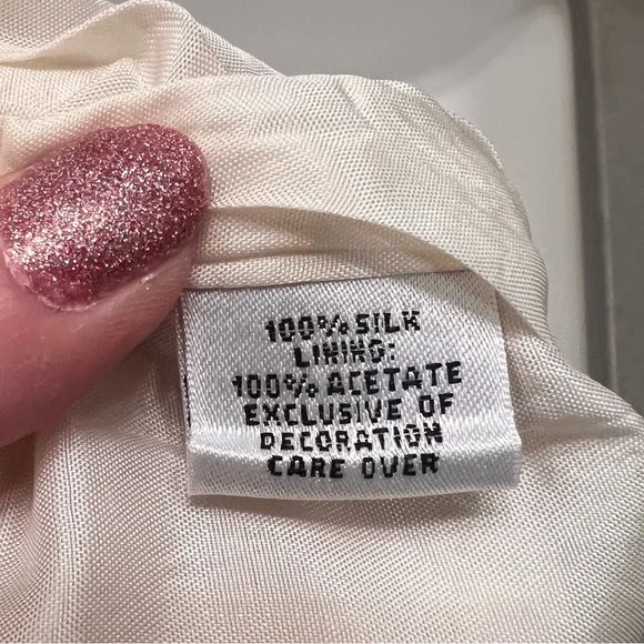 Vintage Silk Cream Teal Embroidered Butterfly Pants Yves Cossette Depeche Mode - Picture 6 of 12